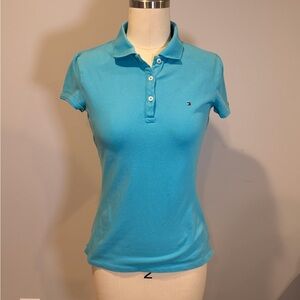 Tommy Hilfiger Women's Slim Fit Stretch Cotton Blue Polo